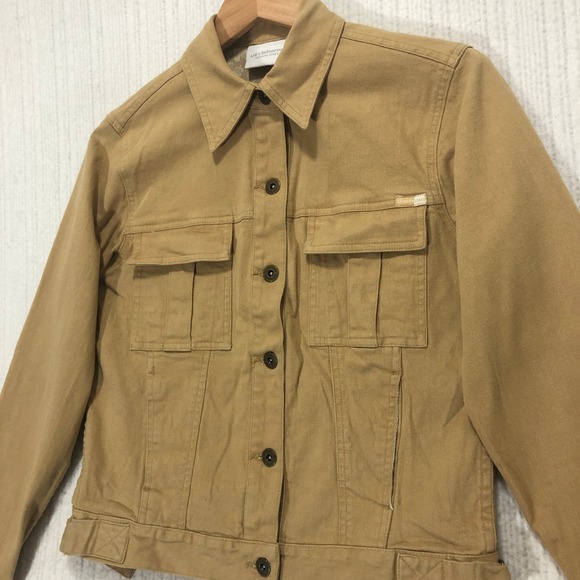 Liz Claiborne Lizwear Jeans Jacket Tan Brown Button Up Utility Small - Picture 1 of 10